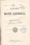 Letopis Matice slovenskej roč.XIII. sv.I.